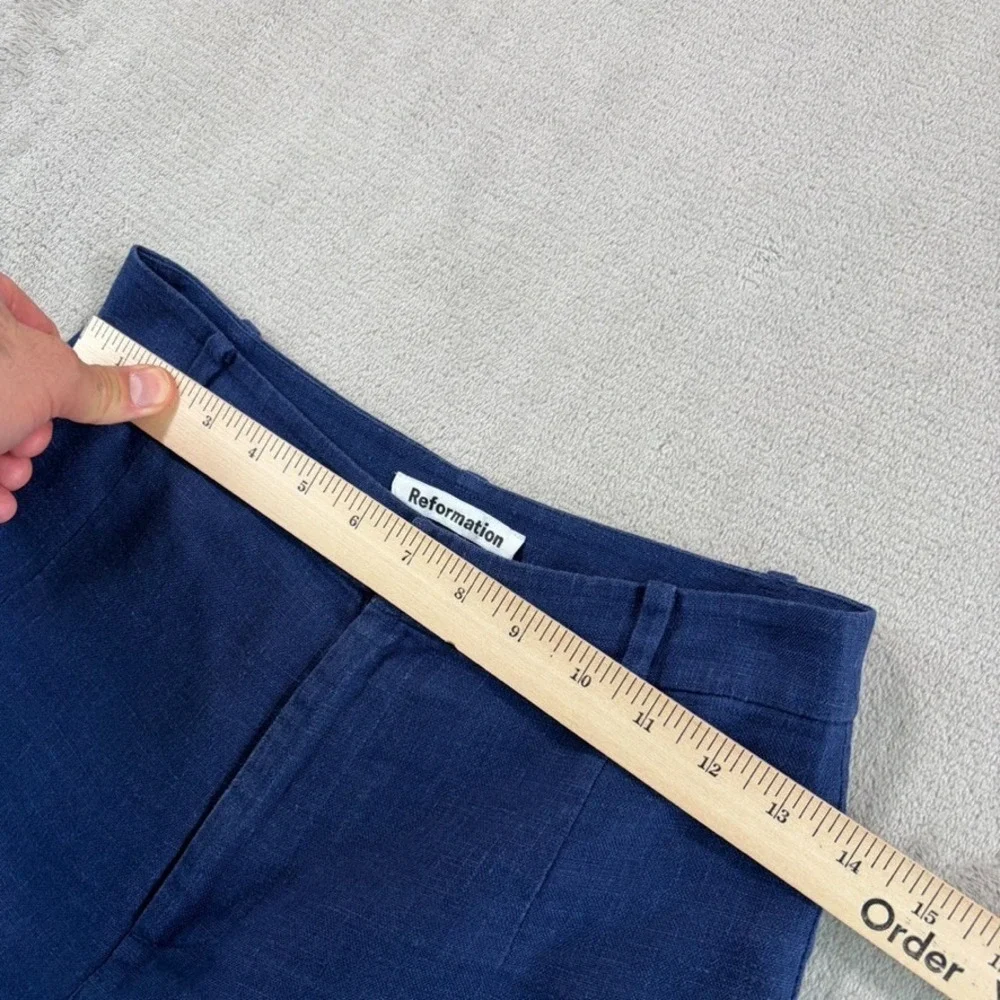 Reformation‎ Wide Leg 100% Linen Pants Blue Women 0 Resortwear Vacation Luxury